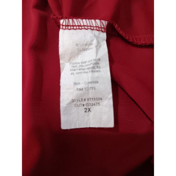 VINTAGE GILLI Stretchy Blouse Top Plus 2X V-Neck Surplice Red Career Dressy Trip - Picture 6 of 9